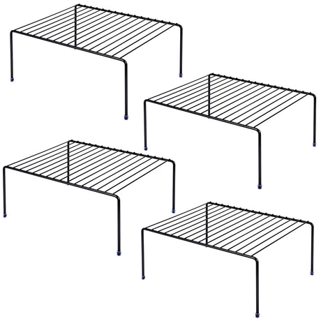 Medium (13.1 x 10.2 Inch) Cabinet Storage Shelf Rack  Kitchen Shelves，Kitchen Counter and Cabinet Shelf Storage Rack Organizer for Kitchen Fridge Cabinet Bathroom Cupboard& Pantry (4 Black)