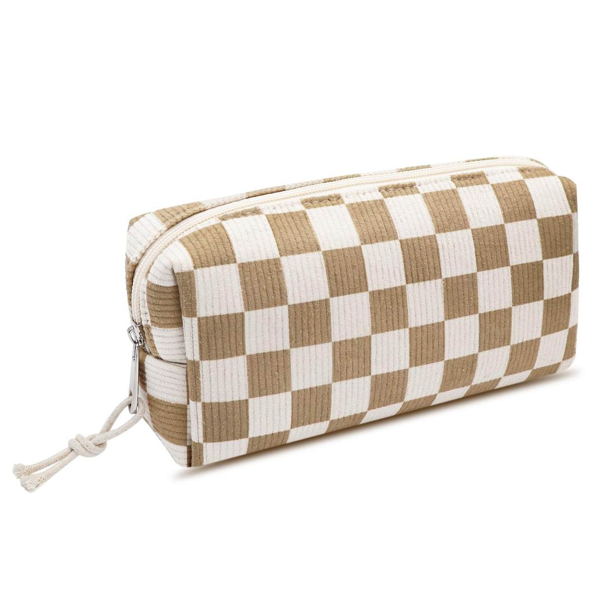 dark swan Makeup Bag Pouch Corduroy Cosmetic Bag Travel Makeup Bag Travel Toiletry Bag Organizer Cute Makeup Brushes Storage Bag for Women (Checkerboard)