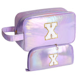 YRUBOHA Personalized Initial Makeup bag for womanTravel Makeup BagGift for WomenMomMonogram Preppy Makeup Bag Cosmetic Bag Set (Letter X)