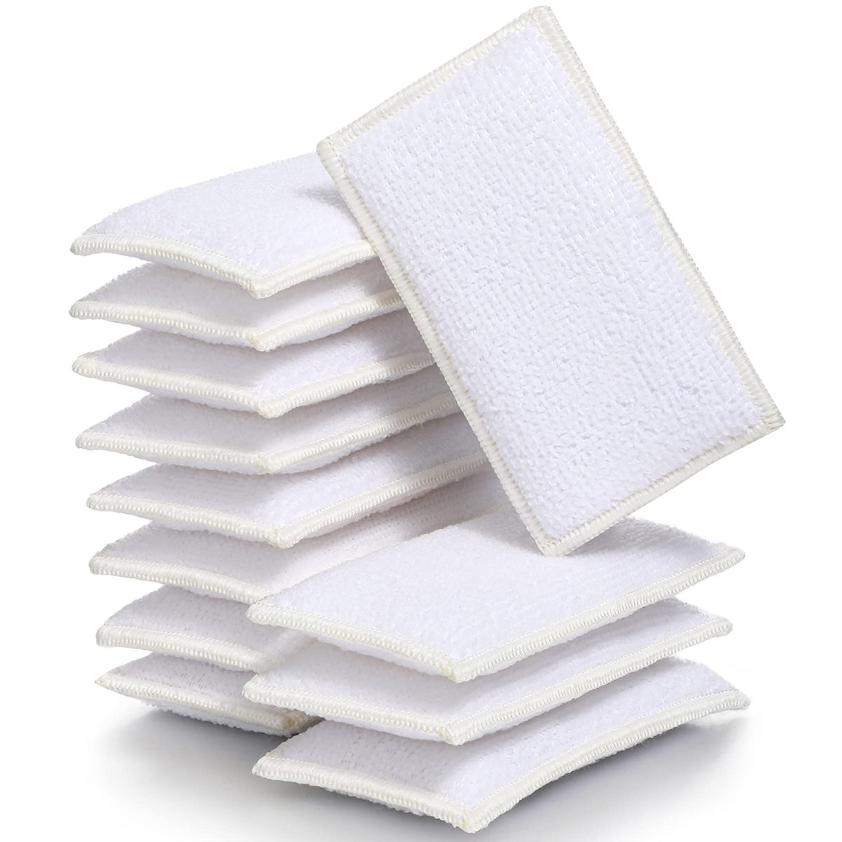 Gandeer 12 Pcs Interior Scrubbing Sponge for Leather Plastic Car Microfiber Kitchen Sponge Household Cleaning Sponges Double Sided Dish Sponge Cleaning Kit White