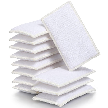 Gandeer 12 Pcs Interior Scrubbing Sponge for Leather Plastic Car Microfiber Kitchen Sponge Household Cleaning Sponges Double Sided Dish Sponge Cleaning Kit White