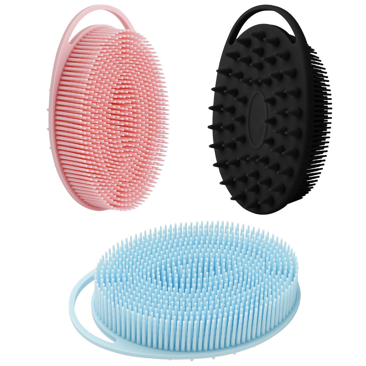 Silicone Body Scrubber Silicone Loofah 3 Pcs Silicone Shower Scrubber Exfoliating Silicone Shower Scrubber 2 in 1 Silicone Body Scrub Brush Scalp Massager Shampoo Brush for All Skin Men Women Kids
