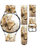 FUTKACQ Sport Band Compatible with Galaxy Watch 6/5/4/5 Pro/4&6 Classic/ 3(41mm) /Active 2&1 WomenButterfly Floral 20mm Replacement Wristband Strap for Galaxy Watch 40mm 41mm 42mm 44mm 45mm 46mm