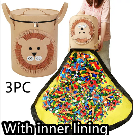 Felt Storage Bag Toy Play Mat 2 In 1 Pull Rope