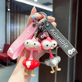Funny Big Eye Ostrich Couple Keychain Accessories