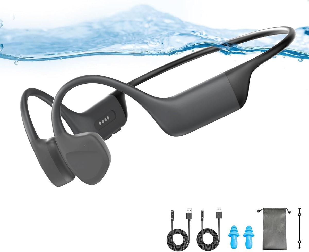 Bone Conduction Headphones SwimmingUnderwater Headphones for SwimmingIPX8 WaterproofBluetooth 5.4 with Built-in MP3 Player 32G Memory Open Ear Headphones for SwimmingRunningCyclingGym. (Black)