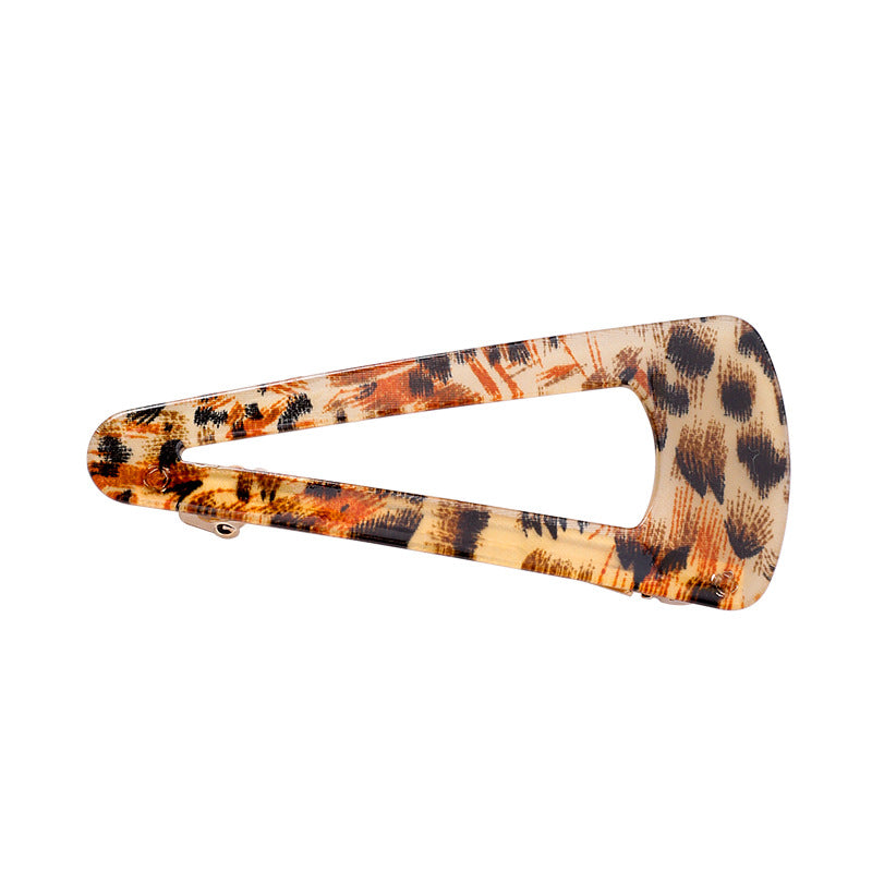 Brown Leopard Print Triangle Hair Clip - Stylish & Simple