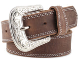 F&L CLASSIC mens Western full grain Leather belt Strap w/Snaps for Interchangeable Buckles USA7-941-32-size 40