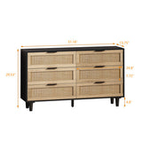 Drawers Rattan Storage Cabinet Rattan Drawer,for Bedroom,Living Room,Black