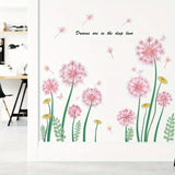 Pink Dandelion Wall Stickers for Home Decoration (2 Sheets)