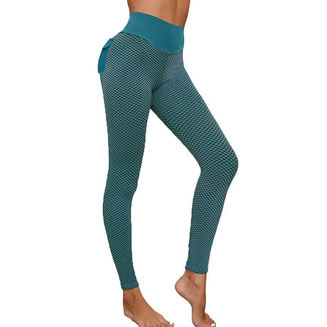 Honeycomb Yoga Pants with Butt Pocket and High Waist