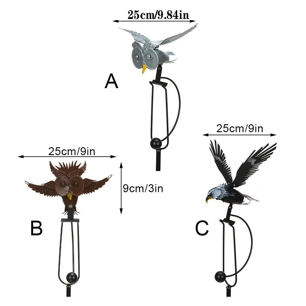 Metal Owl and Eagle Garden Stake Outdoor Decor Art