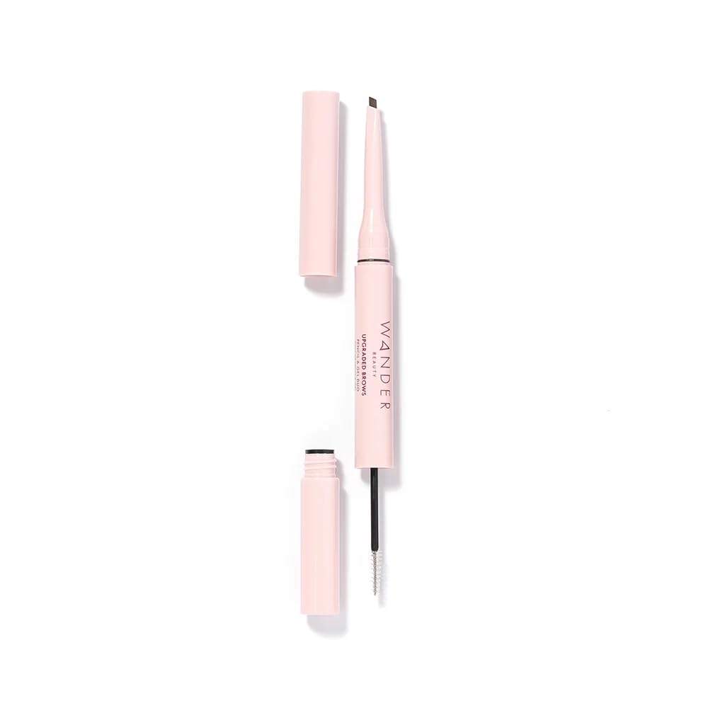 Wander Beauty Upgraded Brow Pencil & Eye Brow Gel - Dark Brown - 2 in 1 Eye Brow Makeup With Castor Oil Peptides & Panthenol - Two-Sided Brow Filler Definer & Lifter for Fuller Brows - 0.05 fl oz