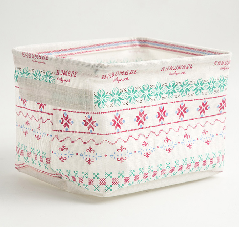 Desktop Makeup Organizer Storage Box with Linen Basket