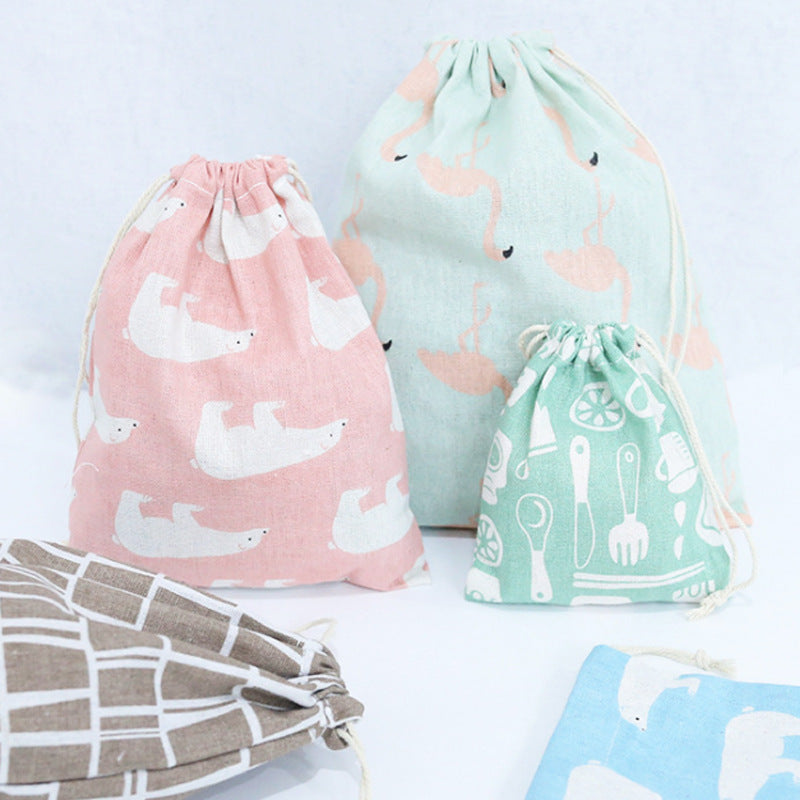 Cotton Linen Drawstring Storage Bag for Students