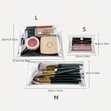 PVC Transparent Cosmetic Organizer Bag with Snap Closure