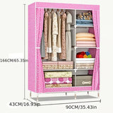 Portable Wardrobe Storage Organizer with Hanging Rods