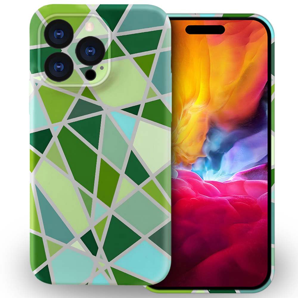 TAMEFOX Compatible with iPhone 15 Pro Max Case(6.7 in)2-Green Color Blocking Graphics Stylish Soft Silicone 3D Pattern Design Shockproof for Women Girls Protective Cover Case for iPhone 15 Pro Max