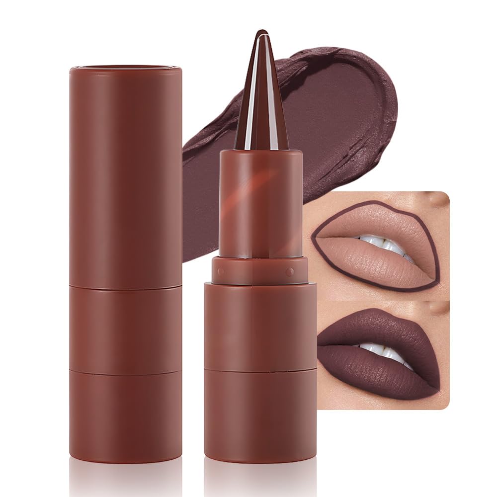 Deep Matte Crayon Lip Liner Lipstick Makeup Precision Tip Matte Lip Crayon  Longwear Up To 24HrsMatt Lip Liner Make Up Smudge-Proof Lip Contour Waterproof for Women (Coffee Bean Regular)
