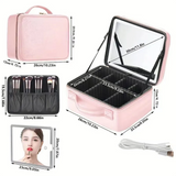 Large-Capacity PU Leather Travel Cosmetic Organizer