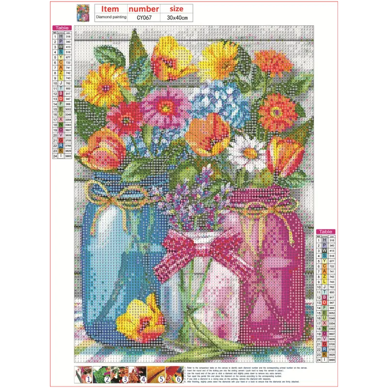 5D Diamond Painting of Vase Flowers for Living Room Decor