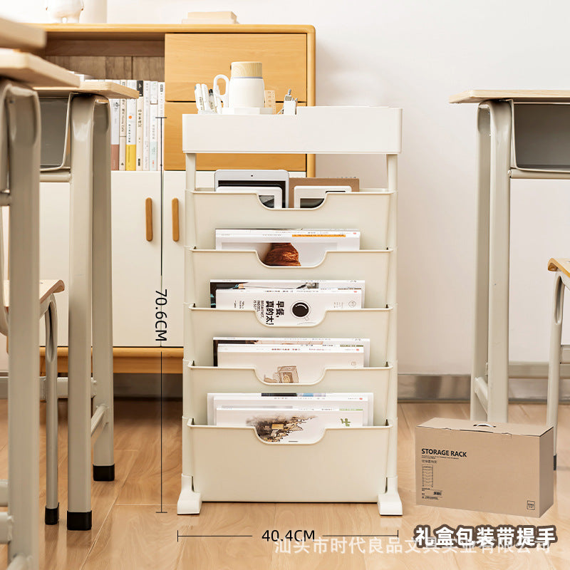 Mobile Plastic Desk Edge Bookshelf and Organizer