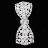 Elegant Pearl Bow Hair Clip with Diamond Accents