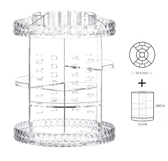 Diamond Pattern Acrylic Rotating Makeup Organizer