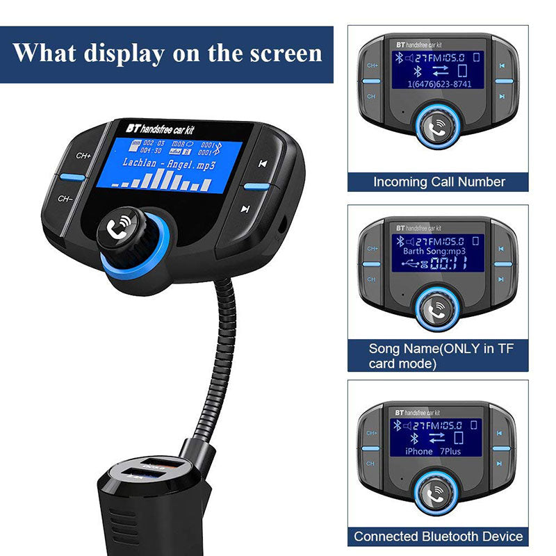 Bluetooth FM Transmitter Car Adapter with Fast Charger
