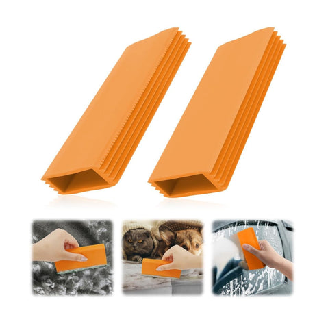 Pro Pet Hair Remover & Auto Detailing Tool - 2 PC Cat & Dog Hair Remover for Carpets Car Interiors Couches Bedding & Furniture Reusable Pet Hair Removal Tool for Cat Dog Fur and Lint