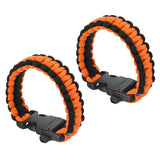 PATIKIL Survival Paracord Bracelets 2 Pack Braided Parachute Bracelet with Plastic Buckle Party Favors Camping Gifts Outdoor Wraps for Men Black Orange