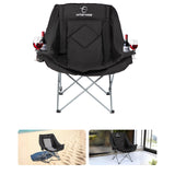 HITORHIKE Double Camping Chair Heavy Duty Oversized Folding Loveseat Camping Chair - Single/Double All-Season Design with Cup Holder for Camping Picnic Beach(BlackSingle)