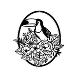 NBEADS Tropical Plants Bird Metal Wall Art Decor Oval Matte Black Wall Hanging Decor Silhouette Wall Art for Home Bedroom Living Room Garden Hotel Office Wall Decoration 10.4×11.6 Inch