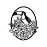 NBEADS Tropical Plants Bird Metal Wall Art Decor Oval Matte Black Wall Hanging Decor Silhouette Wall Art for Home Bedroom Living Room Garden Hotel Office Wall Decoration 10.4×11.6 Inch