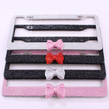 Rhinestone Bow Car License Plate Frame with Acrylic