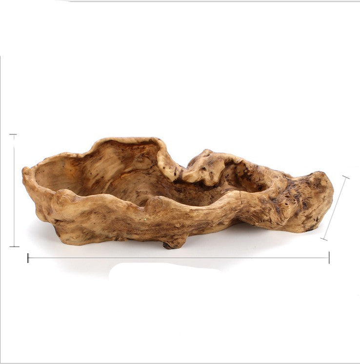 Large Vintage Style Faux Wood Succulent Planter Set