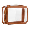 Vorey X-Large Clear Makeup Bag for Women Portable Travel Makeup Bag Organizer Waterproof Toiletry Bag Cute Makeup Bags Cosmetic Bag Makeup Pouch Brown
