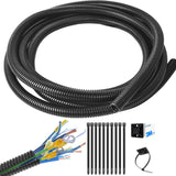 1/4 Inch Wire Loom Split Tubing - 15 ft Cord Protector Electric Wires Covers Automotive Wire Flexible Conduit Plastic Wire Cover with Cable Zip Tie (1/4"-15ft)