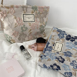 French Embossed Flower Cosmetic Bag for Women