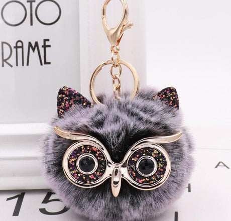 Grit Cat Owl Plush Keychain for Car Accessories