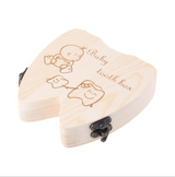 Wooden Baby Tooth Storage Box for Milk Teeth