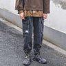 Distressed Denim Casual Cargo Pants with Drawstring