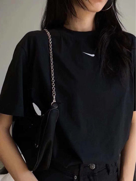 Embroidered Loose Cotton Short Sleeve Tee for All