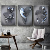 3pcs Frameless Metal Figure Canvas Art Prints for Home