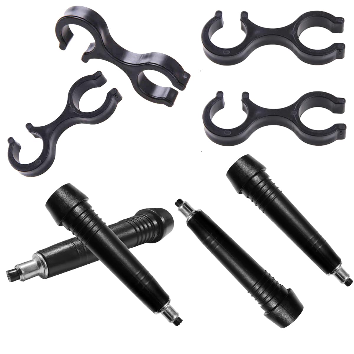 DraCra 8 Pack Hiking Pole Tips Replacement Carbon Tungsten Carbide End Tip with Trekking Poles Clip Storage Organizer Buckle Connector Clamp for Walk Stick Cane Climb Rod Camping Outdoor