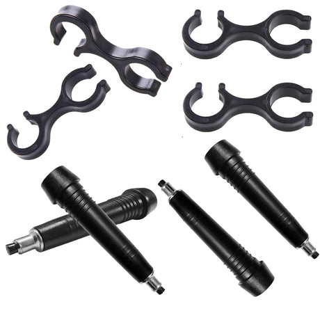 DraCra 8 Pack Hiking Pole Tips Replacement Carbon Tungsten Carbide End Tip with Trekking Poles Clip Storage Organizer Buckle Connector Clamp for Walk Stick Cane Climb Rod Camping Outdoor