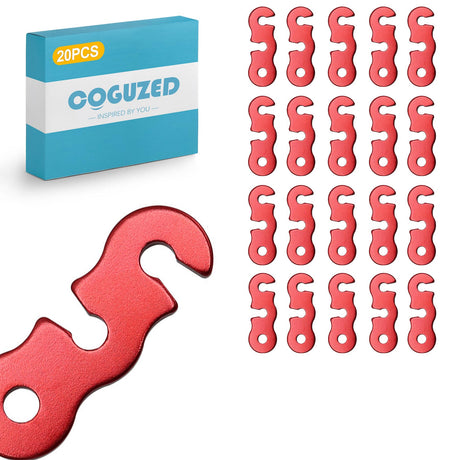 CoguZed 20Pcs Rope Tensioner and Tightener Aluminum Alloy Camping Tent Guyline Cord Adjuster Camping of Gear Tent Guyline & Paracord Tensioners for Camping Hiking Outdoor