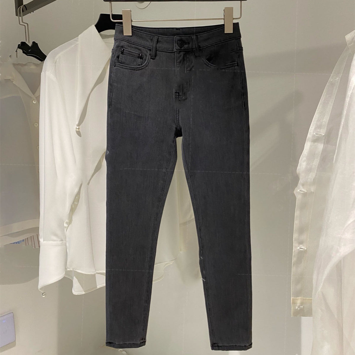 Icy Silk High Waist Straight Leg Stretch Denim Pants