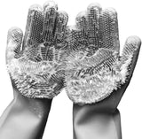 Forliver Silicone Dish Washing Cleaning Sponge Gloves Dog Care Silicone Reusable Rubber Brush Scrubber Gloves for Pet Grooming Bathing Car Washing. 1 Pair (13.6" Large)