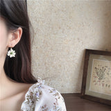 Asymmetrical Daisy Earrings - Korean Minimalist Style